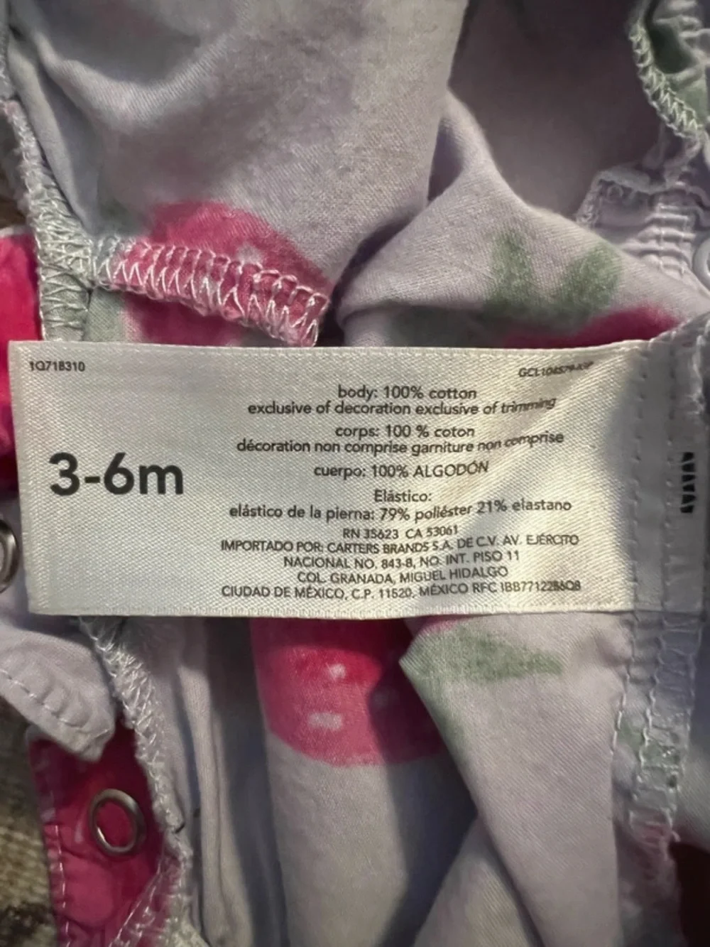 🍄3/$15 Carter’s Strawberry Bubble Romper 3-6 Months Lavender